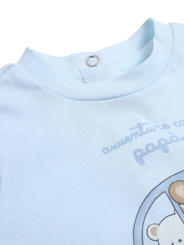 Boys Light Blue Printed T-Shirt with Short Pants image number 4